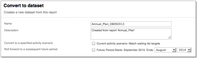 Convert report to dataset