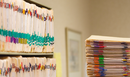 stack of patient notes