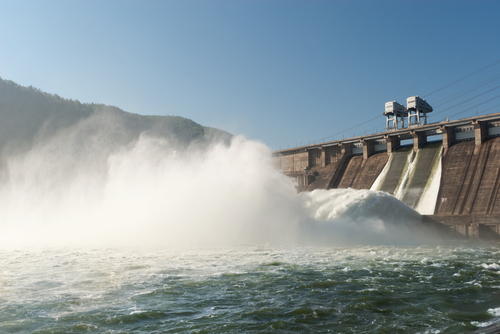 Release of water from a dam